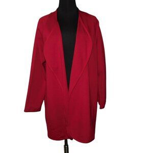 Clara Sun Woo Red Open Front Cardigan Jacket Size Large